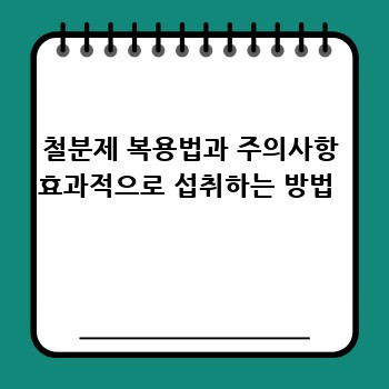 철분제 복용법과 주의사항 효과적으로 섭취하는 방법 