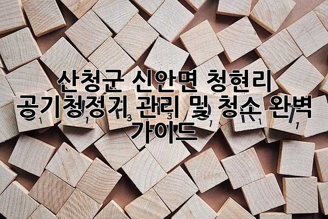 산청군 신안면 청현리 공기청정기 관리 및 청소 완벽 가이드