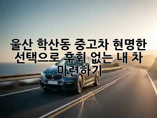 울산 학산동 중고차, **현명한 선택**으로 **후회 없는** 내 차 마련하기 🚗✨