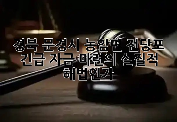 경북 문경시 농암면 전당포, 긴급 자금 마련의 실질적 해법인가? 💡