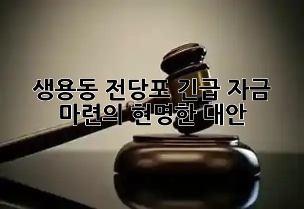 생용동 전당포, 긴급 자금 마련의 현명한 대안 💡