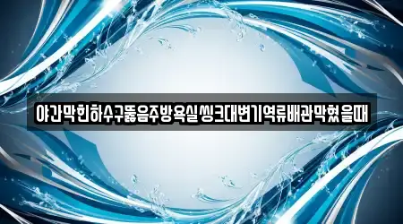야간막힌하수구뚫음주방욕실씽크대변기역류배관막혔을때