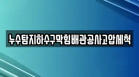 누수탐지하수구막힘배관공사고압세척