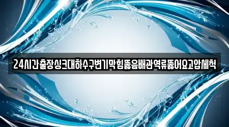24시간출장싱크대하수구변기막힘뚫음배관역류뚫어요고압세척